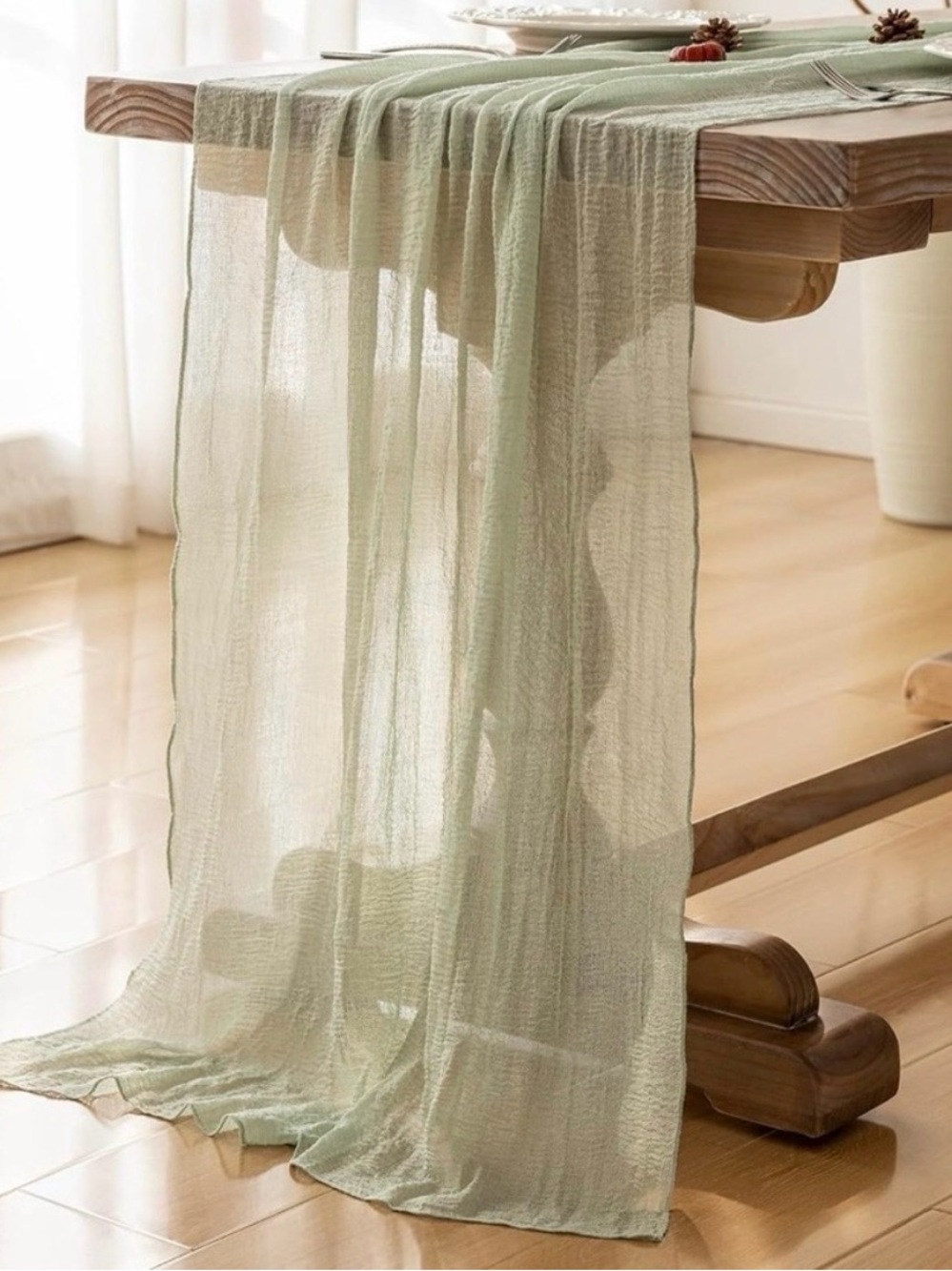 Sage Green Cheesecloth Table Runner Perfect For Bridal Baby Events Final Sale